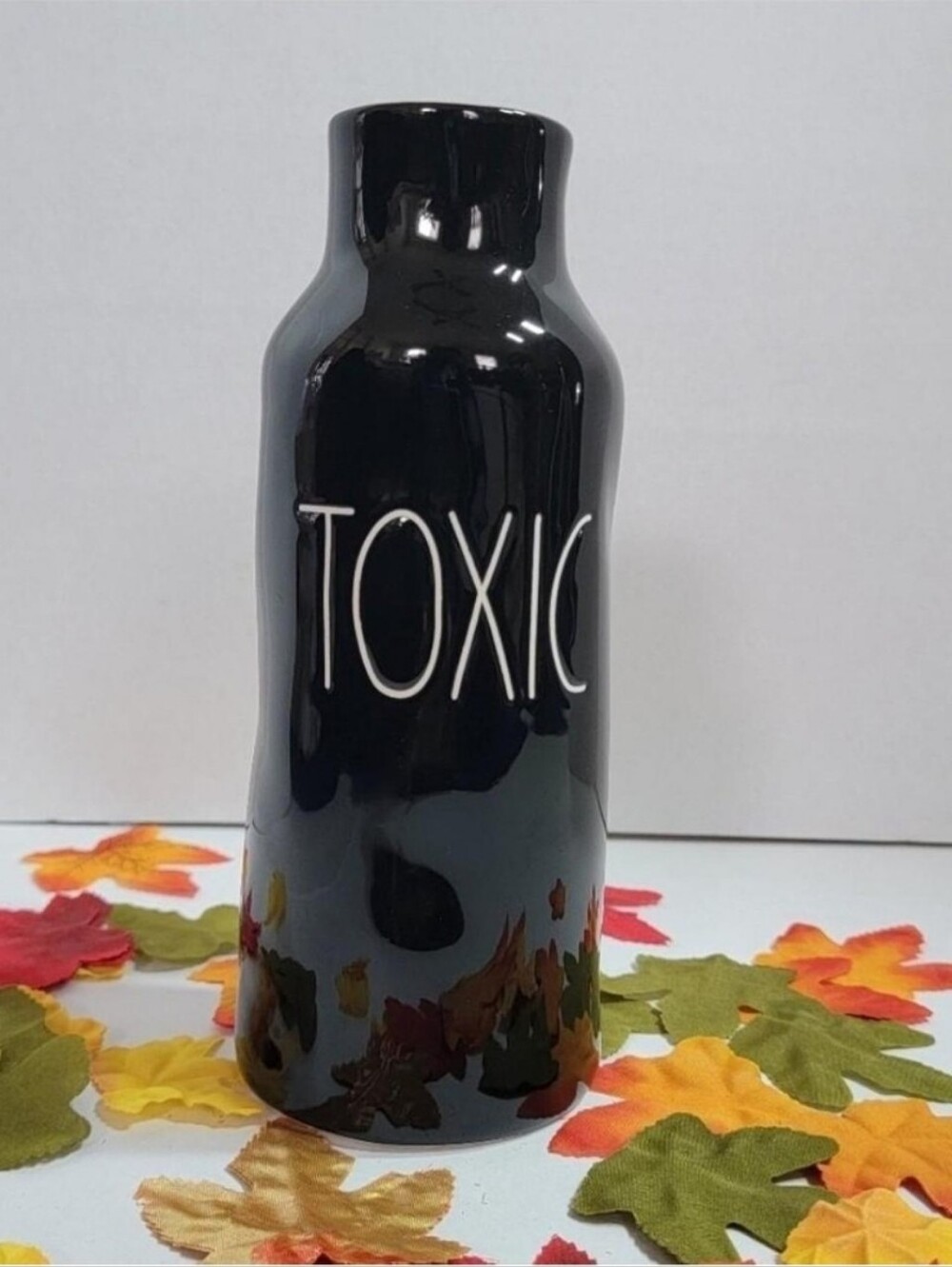 Rae Dunn TOXIC Black Ceramic Accent Vase
